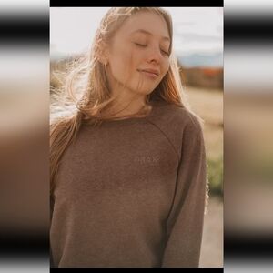 Oraki women's raglan sleeves heathered brown crewneck sweatshirt size L